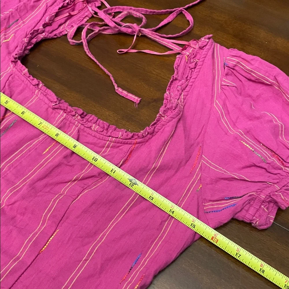 Free People Serotonin Corset Smocked Puff Sleeve Pink